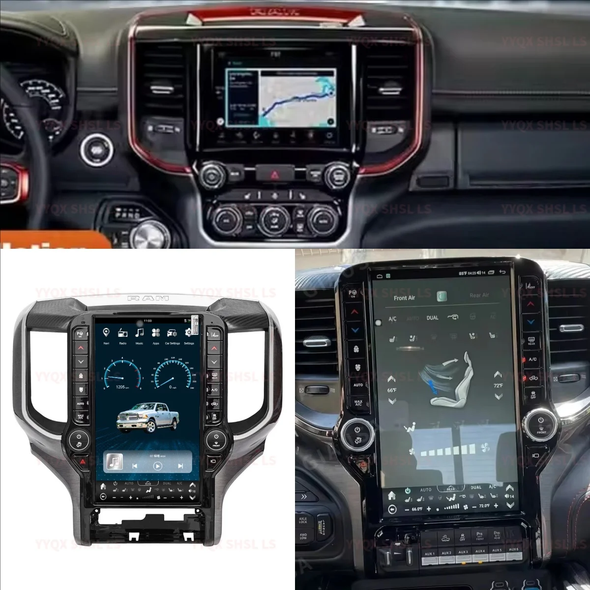 Big Qled Screen Stereo Navigation For Dodge Ram 2019 - 2023 Android Media Video Player Wireless Carplay Head Uint Auto Radio