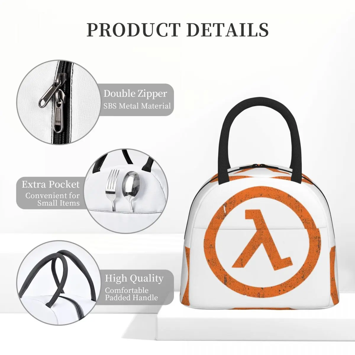 نصف الحياة لامدا رمز أكياس الغداء معزول بينتو صندوق مقاوم للماء حقيبة الغداء مانعة للتسرب نزهة أكياس حقيبة للحفاظ على البرودة للمرأة الاطفال #4