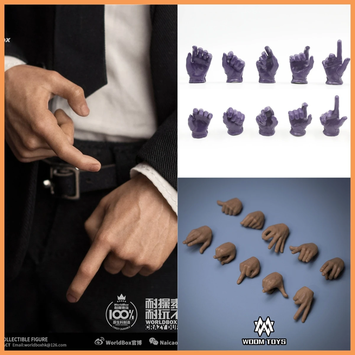 1/6 Worldbox 2.0 Макияж WOOM TOYS P001 Несколько форм рук Мужской солдат Рука в форме ноги Аксессуар для 12-дюймовой экшн-фигурки тела