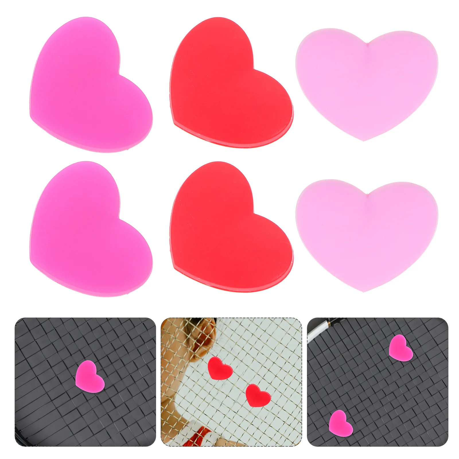 6 Pcs Tennis Racket Shocking Absorber Shocks Vibration Dampener Heart-shaped Silicone Cute