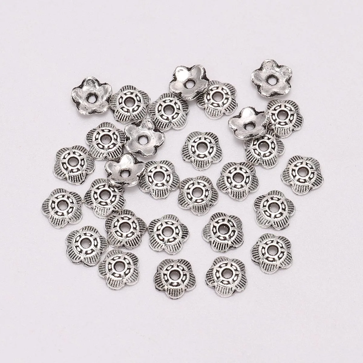 DIY Accessories Materials 5 Pieces Retro Beaded Hat Flower Pendant Beads Loose Beads Bracket 100 pieces/bag