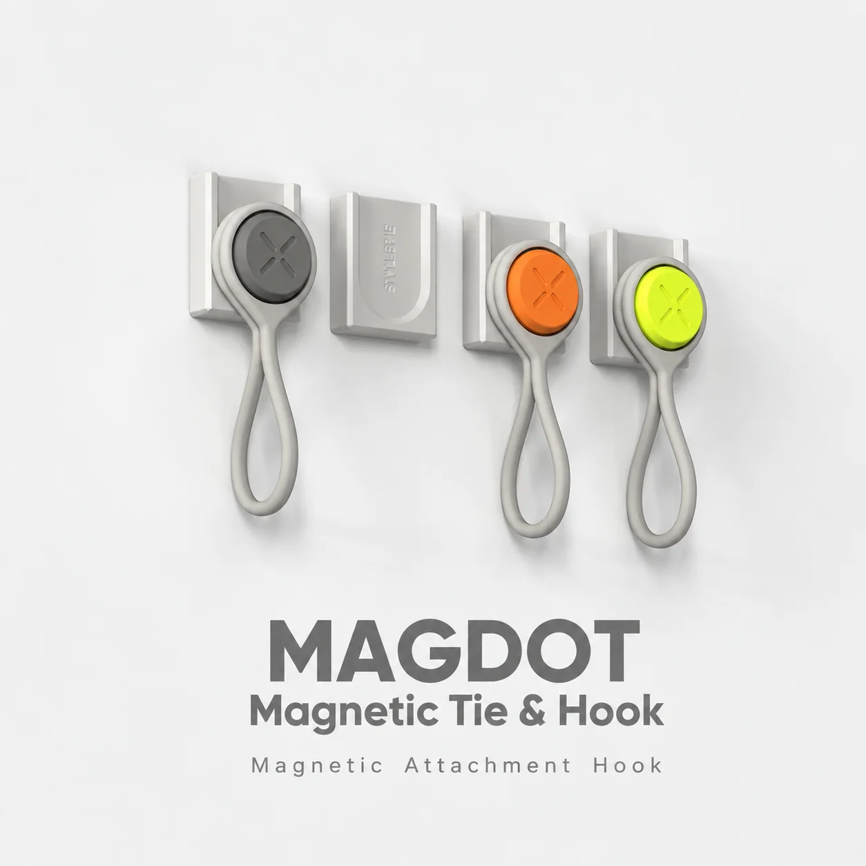 Magnetic Cable Organizer Straps with Hook Base Neodymium Silicone 200g Load 3 Pack