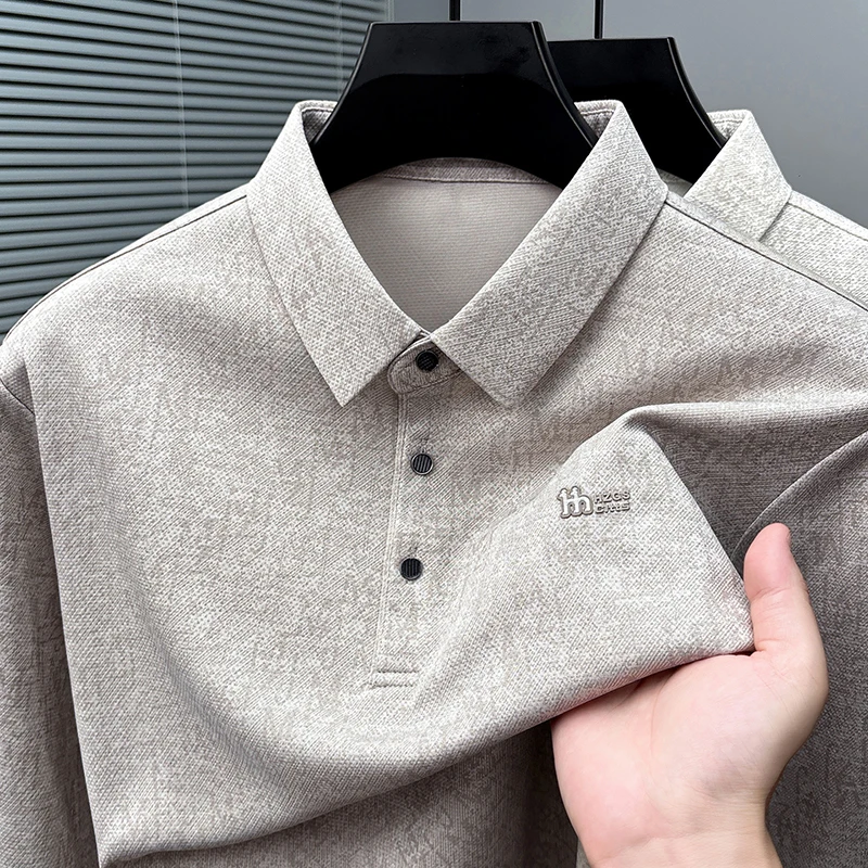 Luxury Brand Men's Long Sleeved Polo Shirt, Collar Jacquard Offset Printing High Cost-Effective T-Shirt, Casual Men's Clothing