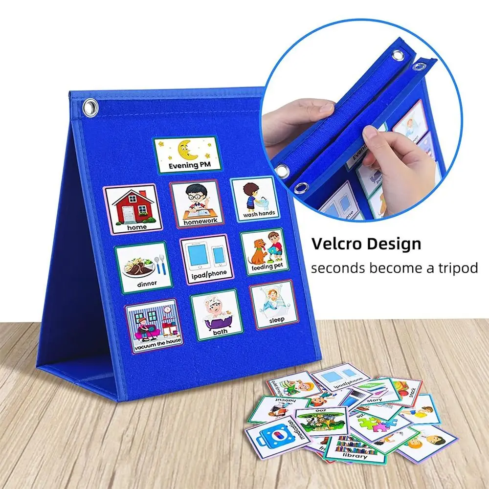 with Autism Toddler Visual Schedule Children Autism Learning Materials Foldable Calendar Chart Hangable Schedule Planning Board