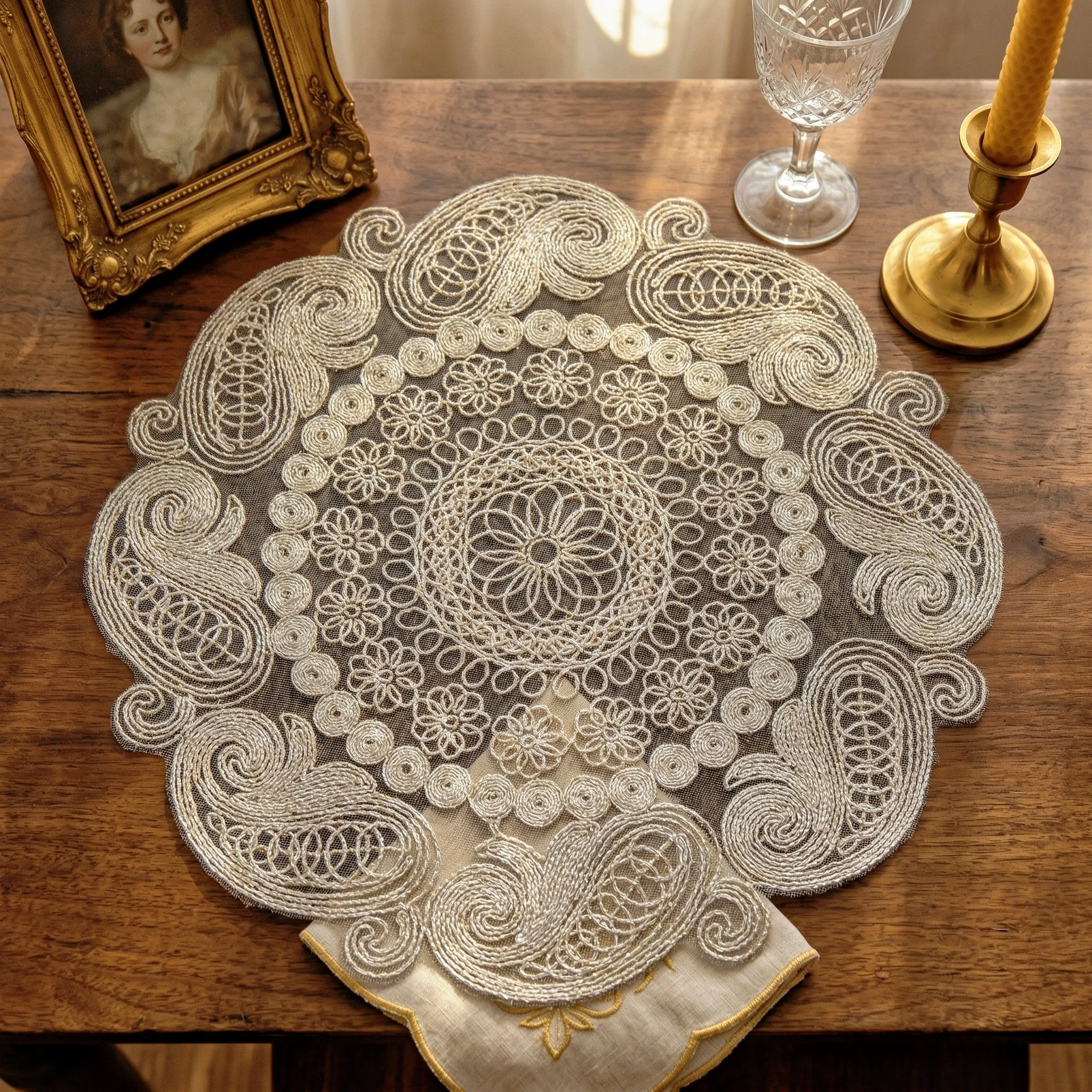 Placemat Set Luxury Lace Plate Mat American Placemats Boho Chic Home Accessories Coffee Table Table Lamp Decor Wedding Napkin