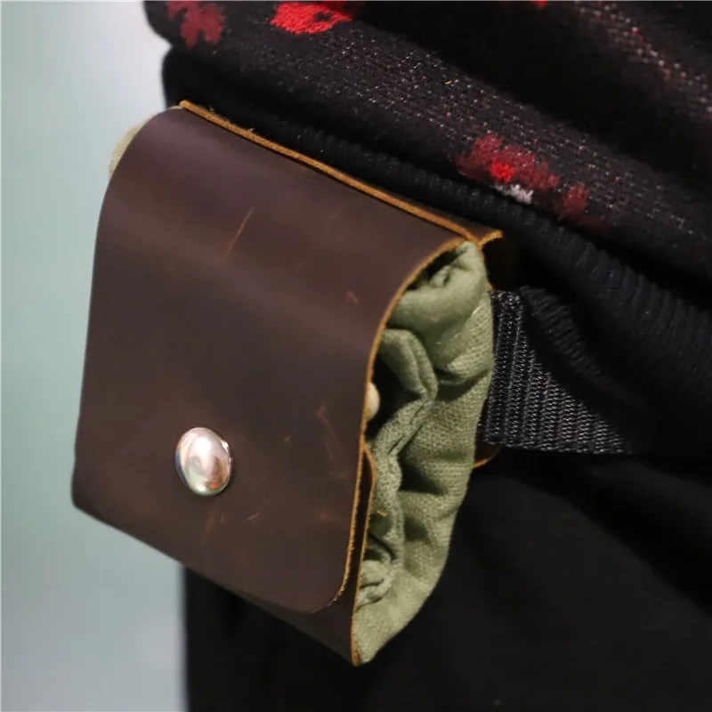 Portable Outdoor Foraging Bag Fruit Picking Pouch Collapsible Berry Puch Storage Leather Bushcraft Canvas Bag Hiking Camping