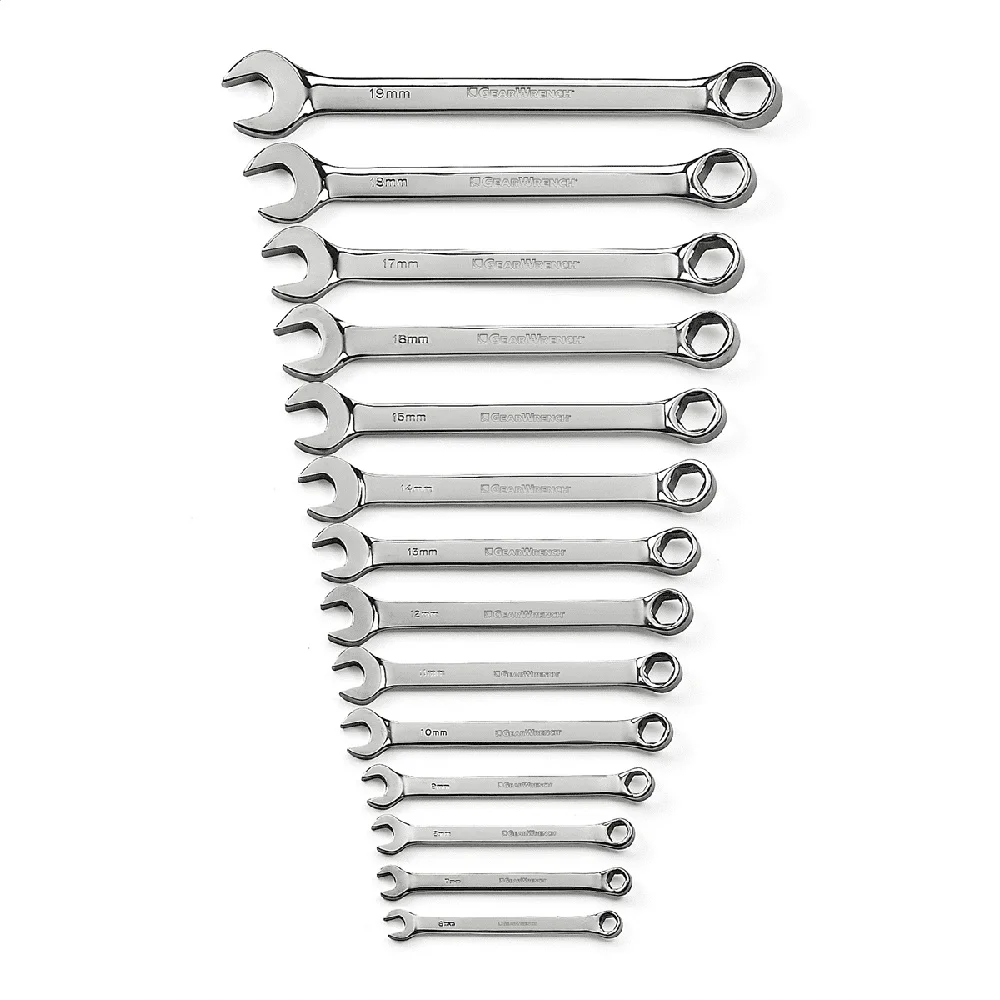 14 Piece Full Polish Metric Wrench Set 6 Point Offset Box End Hand Tools Professional Combination Wrench Set 6mm to 19mm