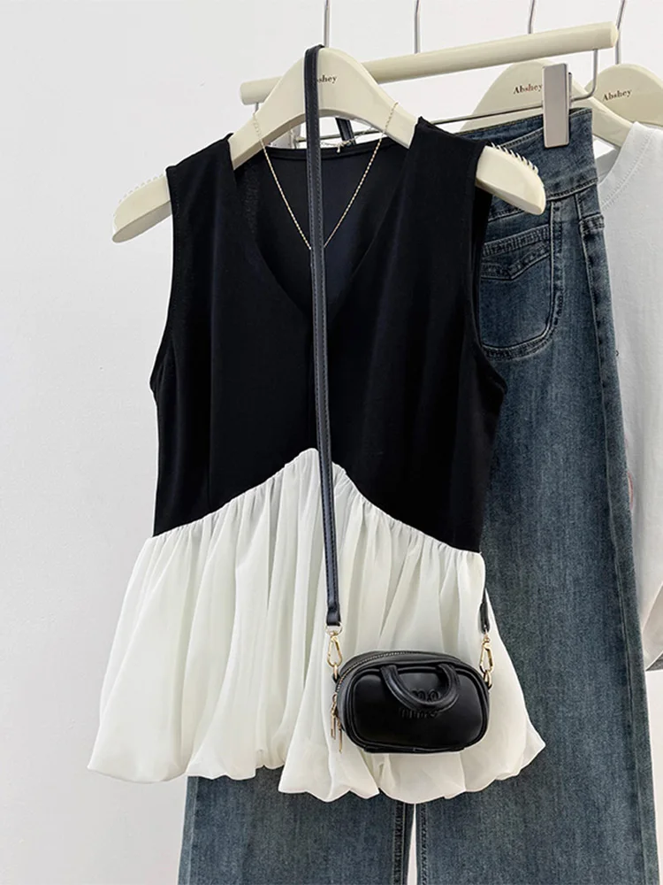 เสื้อกล้ามสายเดี่ยวทรงวี คอวี ลายดอกไม้ สำหรับผู้หญิง ไซส์ใหญ่ ใส่สบาย สไตล์ลำลอง แฟชั่นฤดูร้อน