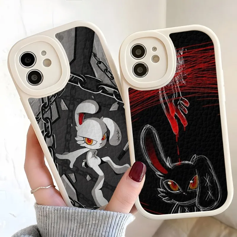 Bloody Bunny Phone Case For Iphone 14 13 12 Pro Max 11 Mini X Xr Xs 7 8 Puls Lambskin Silicone Cover