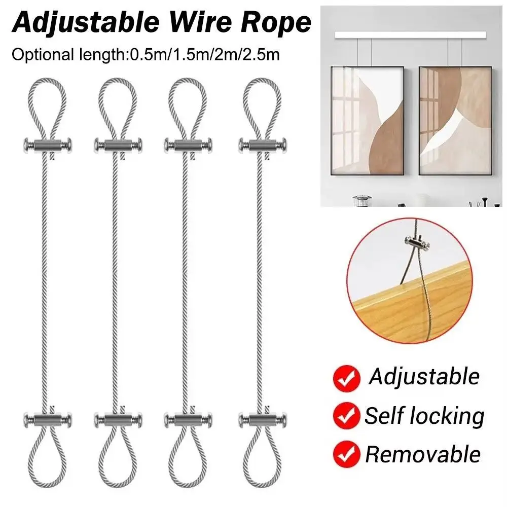 Adjustable Locking Steel Wire Cable Double Hole Structure Horizontal Lock Steel Wire Rope Hanger Acrylic Panel Hanging