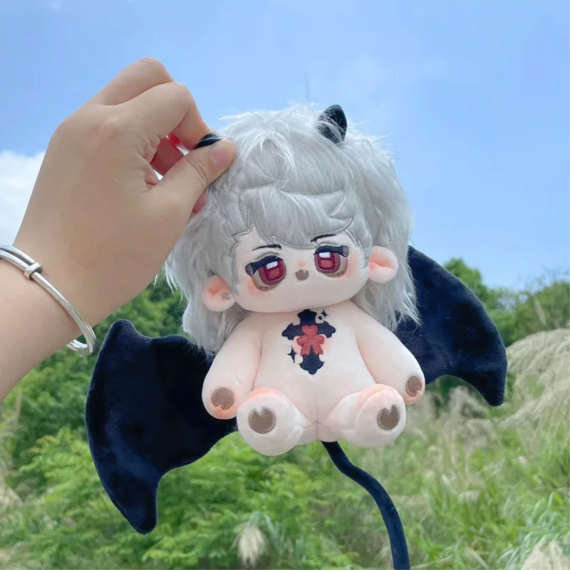 

20cm Devil Wing Design Dolls Silver Hair Devil Cotton Stuffed Plush Doll Cartoon Rabbit Hair Gothic Style Cool Plush Dolls