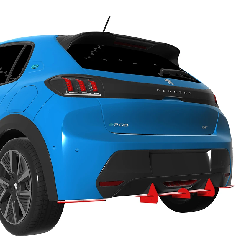 Fit Peugeot 208 GT 2019--2021 Year Rear Diffuser Bumper Lips Spoiler Splitter Body Kit Accessories