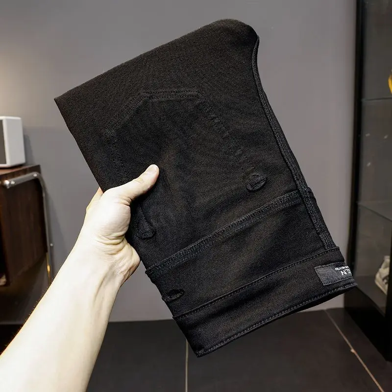 Новейшие черные эластичные узкие прямые повседневные и удобные мужские джинсы в корейском стиле - модные и модные мужские джинсы.