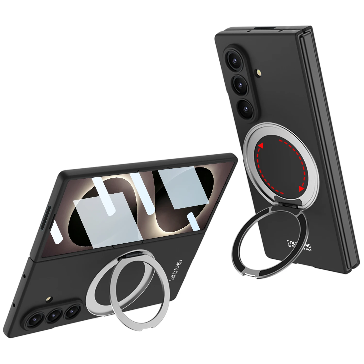 For Samsung Galaxy Z Fold 8 Ultra Case Ultra-thin Matte Magnetic Rotating Ring Holder Wireless Charging Tempered Film Hard Cover