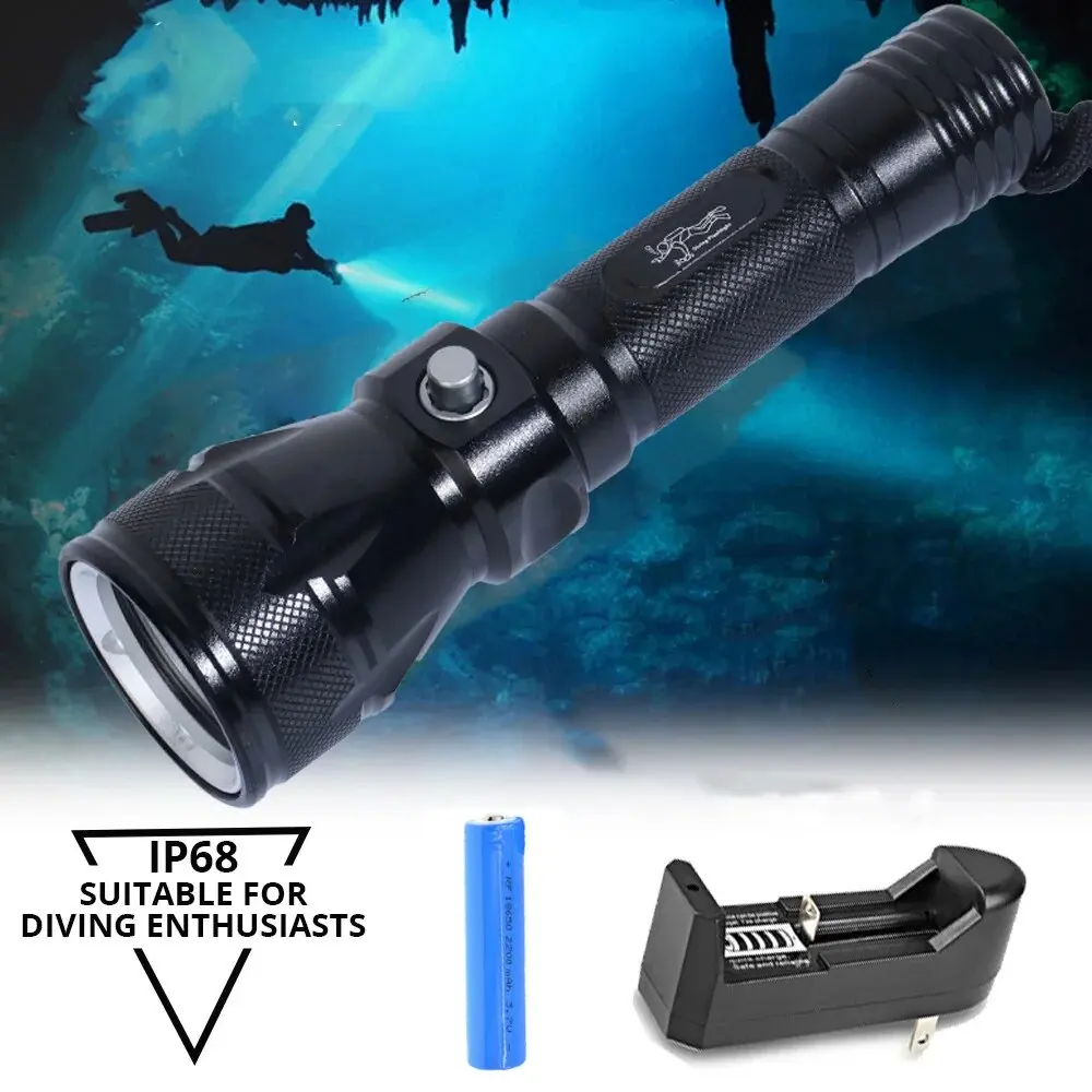 LED Underwater Scuba Lamp Diving Flashlight edc IPX8 Torch Diving Equipment 100m Waterproof Light Suit Swimming Lantern Light