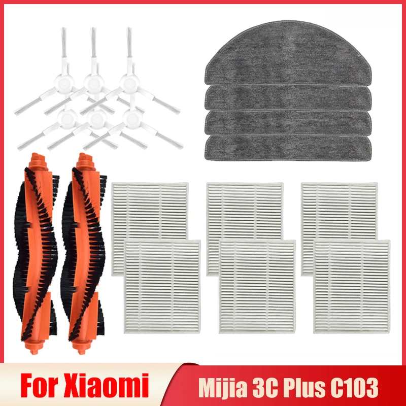 For Xiaomi Mijia 3C Plus C103 Robot Vacuum Cleaner Accessories Side Brush Roller Brush Mop Pads Cloth Hepa Filter Spare Parts