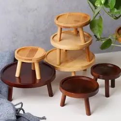 Wooden Plant Table Solid Wood Round Flower Pot Display Stand For Home Office Multifunctional Plant Holder Table For Living Room