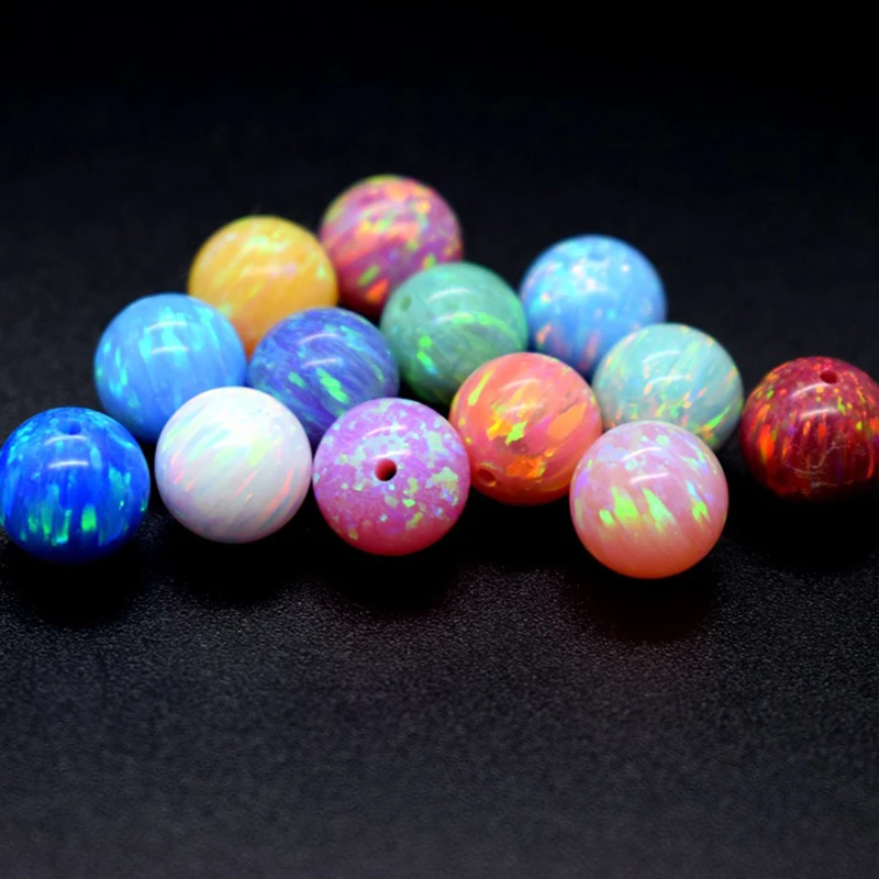 Hot Sale OP43-84 Full Hole/Half Hole/Without Hole 3mm Lab Grown Synthetic Ball Cut Round Opal Bead