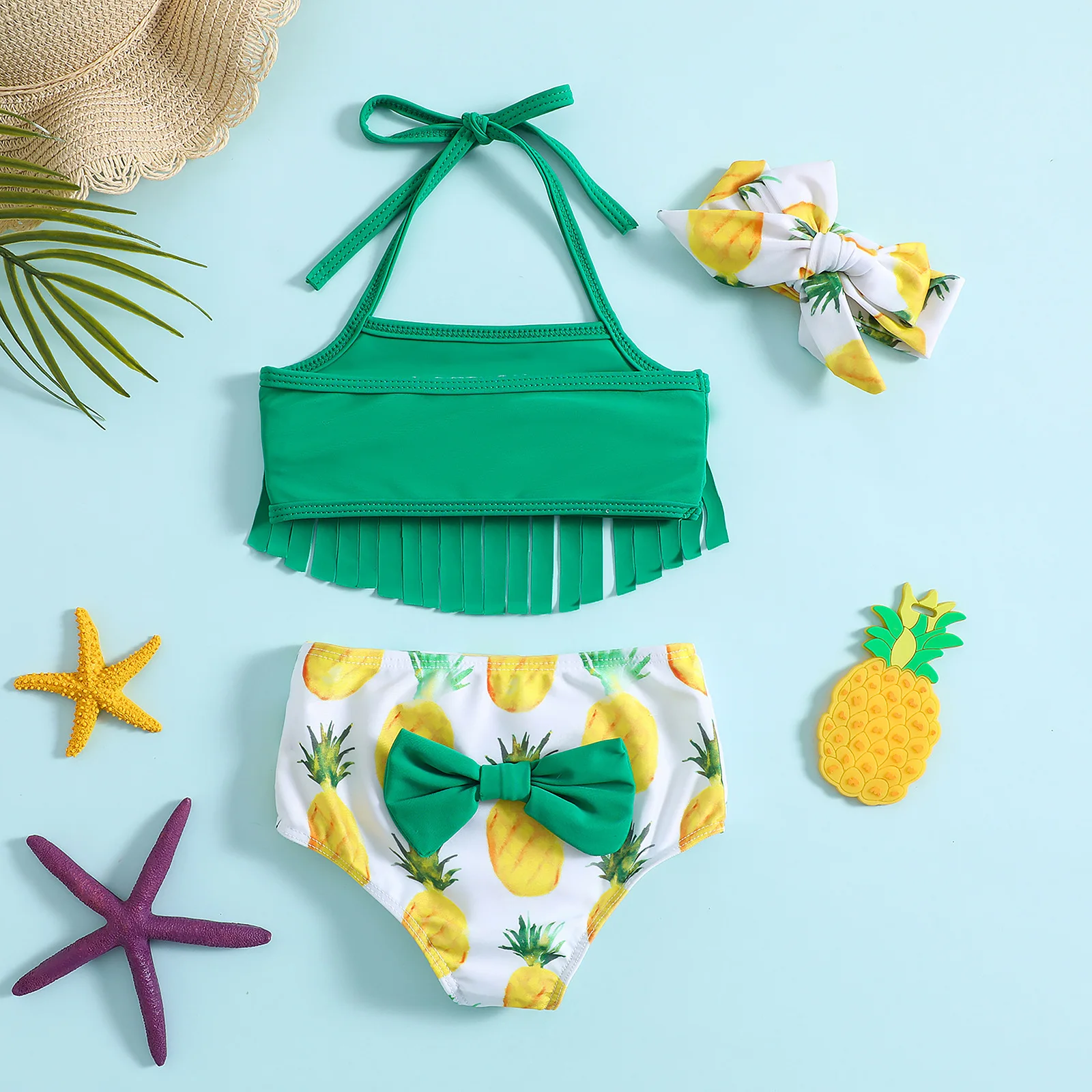 New Arrival Lovely Pineapple Baby Girl Swimsuit/Girl Three Pieces Swimwear 3495