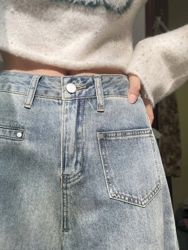 ジーンズ レディース 春秋 バギー パンツ デニム ワイドレッグ トレンド タッセルデザイン 無地 レトロ オールマッチ ハイウエスト ヴィンテージ カジュアル