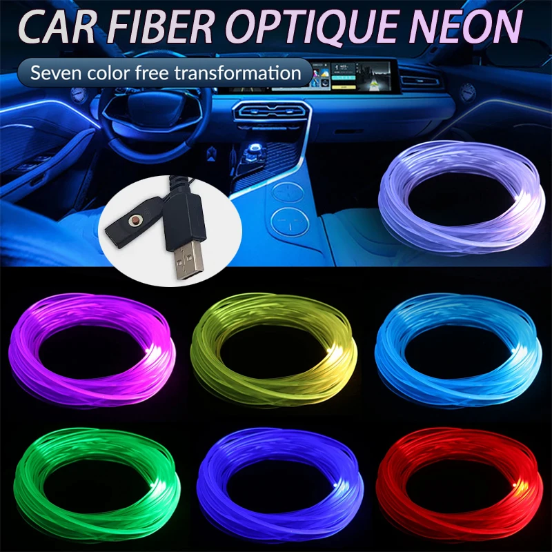 Colorful car interior ambience lamp，center Console dashboard neon ambience lamp，USB interface decorative ambient lighting
