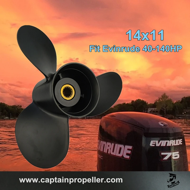 Captain Outboard Propeller 14x11 fit Evinrude Johnson Engine 40 50 60 70 75 80 90 100 115 120 130 140HP Aluminum 13 Tooth Spline