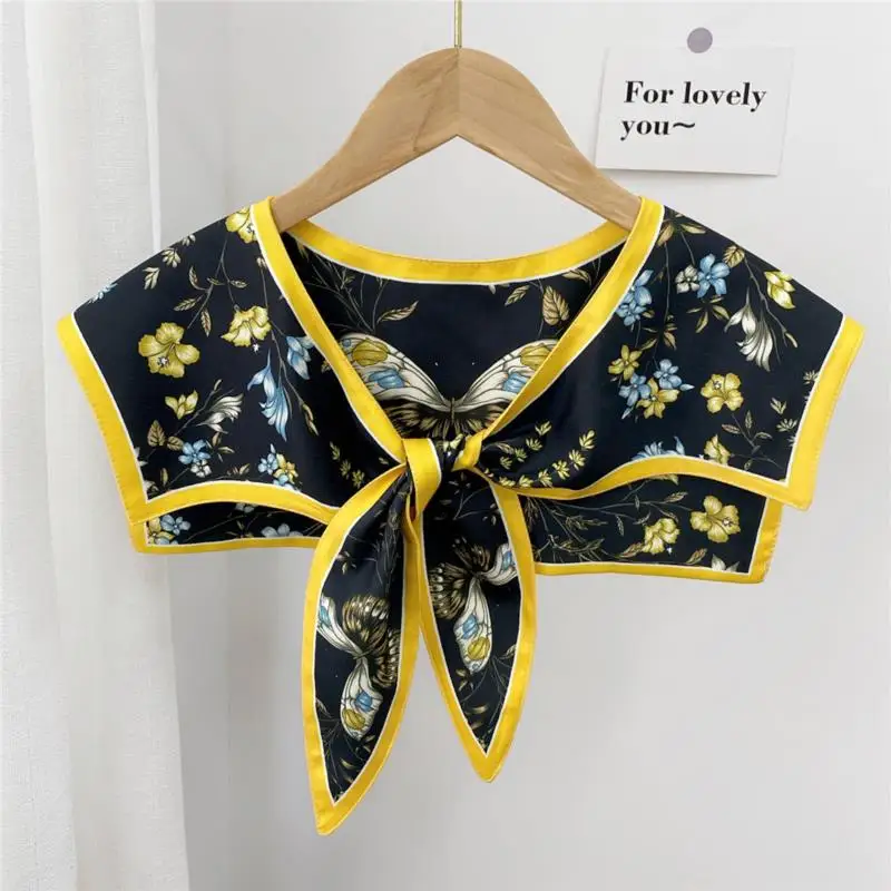 Front Tie Women Shawl Fake Collars Female Summer Cool Print Detachable Collar Dress Shoulder Wrap Shirt Blouse Tops False Collar