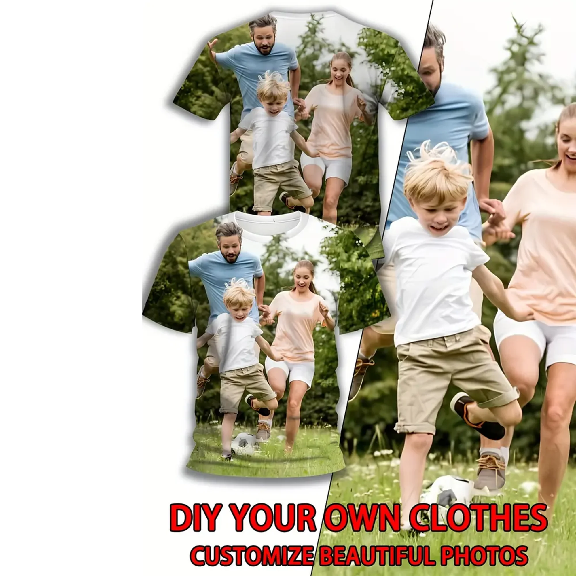 

Summer Adult Vacation Travel Men's Custom Your Photo Logo Wholesale T-shirt Full Body Printed T-shirt