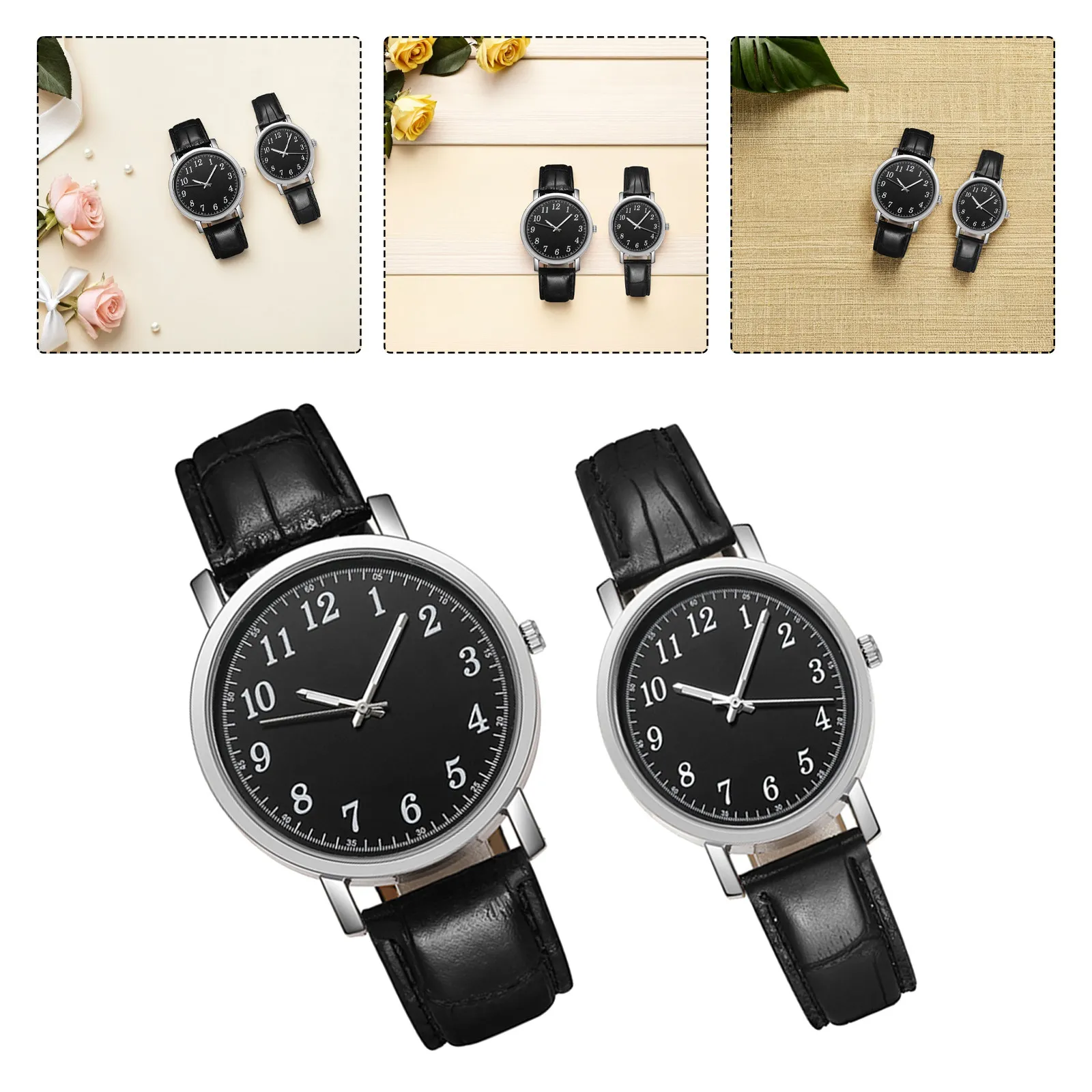

2Pcs Lover Watches Set Band Alloy Case Glass Dial Precise Movement Trendy Casual Business Wrist Watches for Men Women