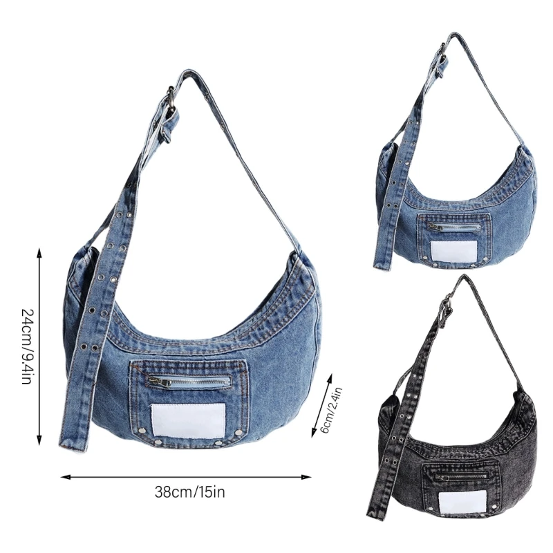Casual Jeans Crossbody Bag Shoulder Purse Satchel for Students and image 6
