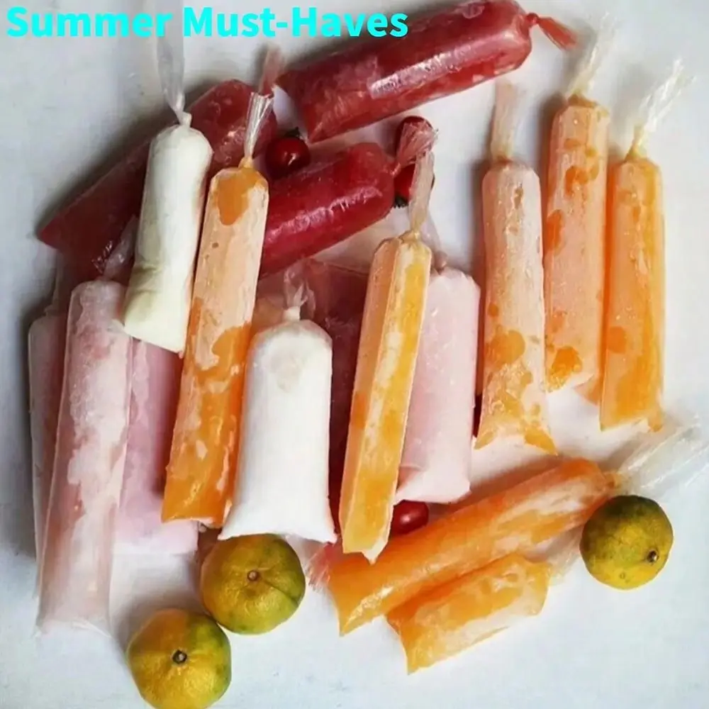 50/100Pcs Transparent Freezing Bags Food Grade DIY Ice Pop Mold Bags Leak Proof Disposable Popsicle Bags Kitchen Use