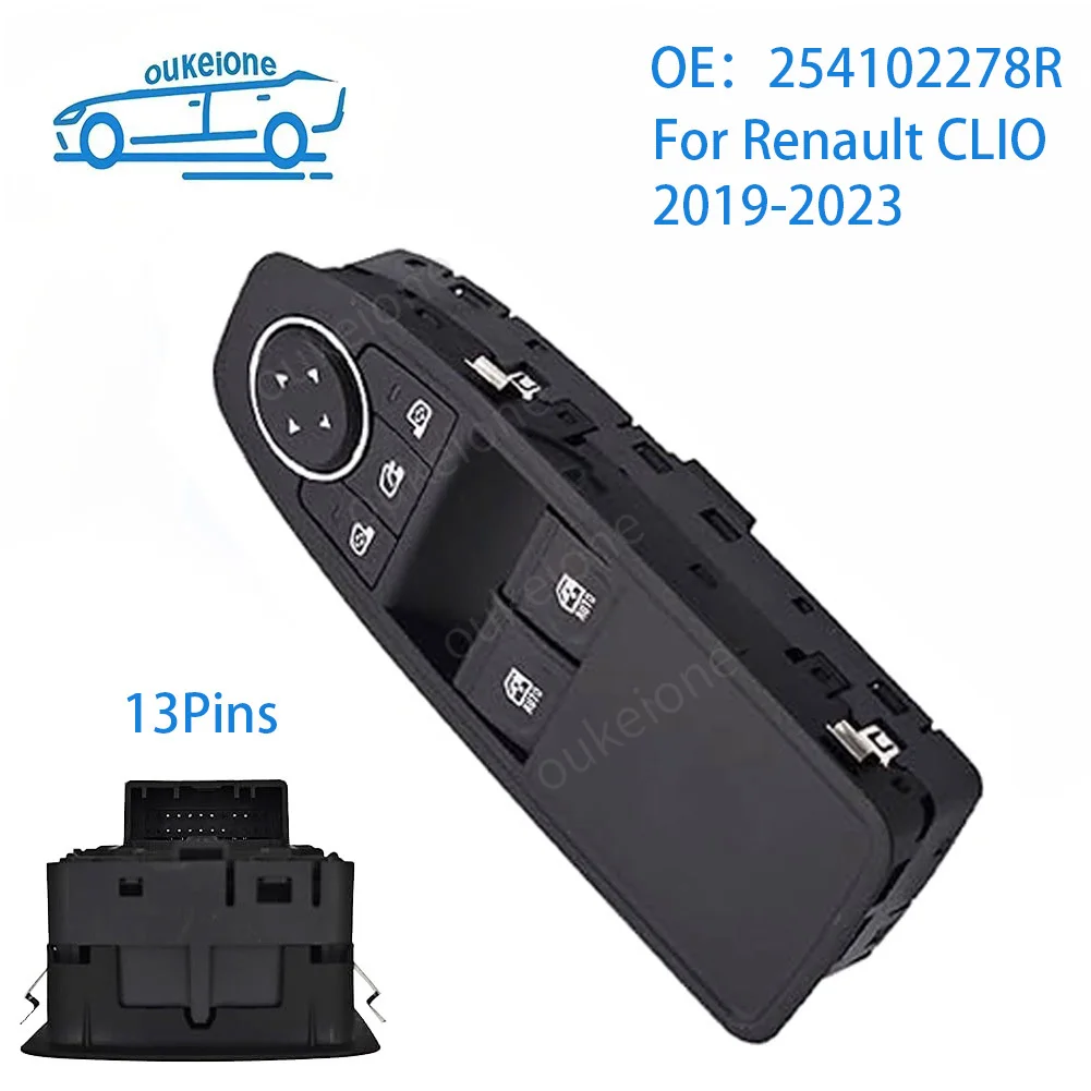 

Для Renault CLIO 2019 2020 2021 2022 2023, электрический главный переключатель стеклоподъемника, кнопка управления левым рулем, автозапчасти 254102278R
