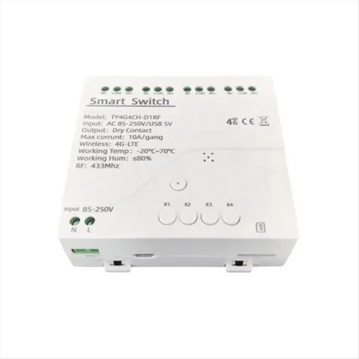 (AIMA) Tuya Smart Switch 4G LTE Relay with RF 433Mhz Smart GSM Switch APP Wireless Control 4G 4CH Remove Controller AC 85-250V