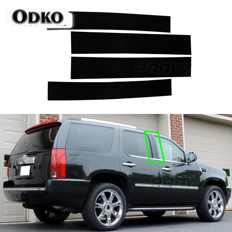 Glossy Black Pillar Posts Window Cover Trims Sticker for Cadillac Escalade 2007 2008 2009 2010 2011 2012 2013 2014 Accessories