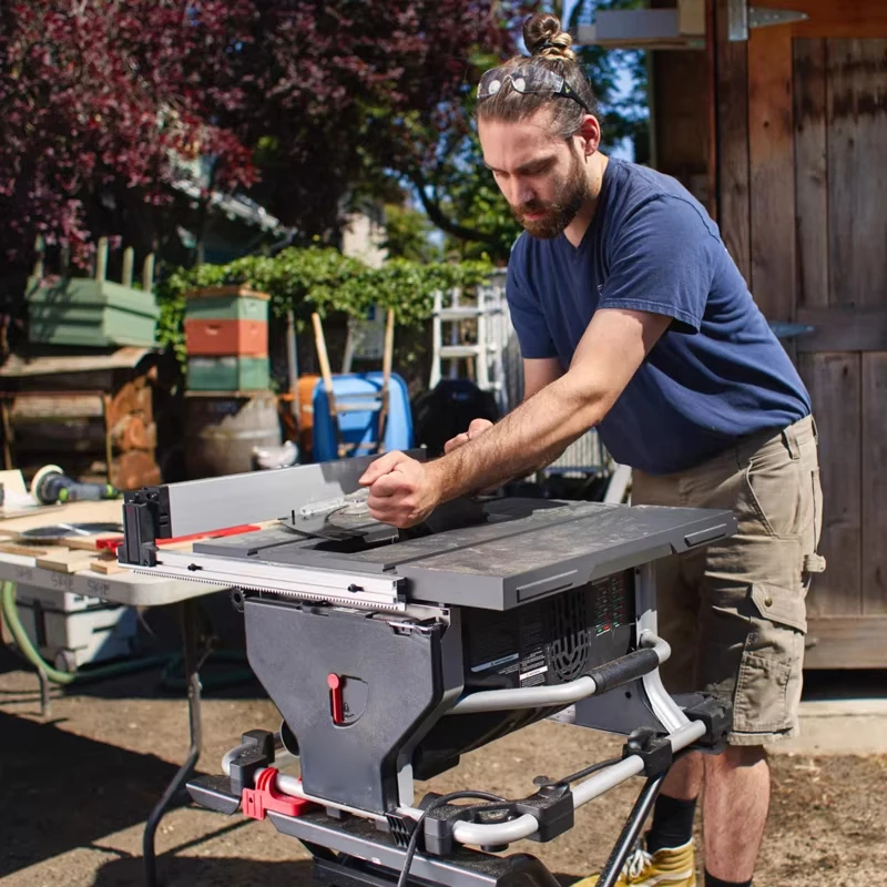 10-inch Table Saw Safe, High-Precision Woodworking Compact Table Saw Automatic Braking for Hand Safety