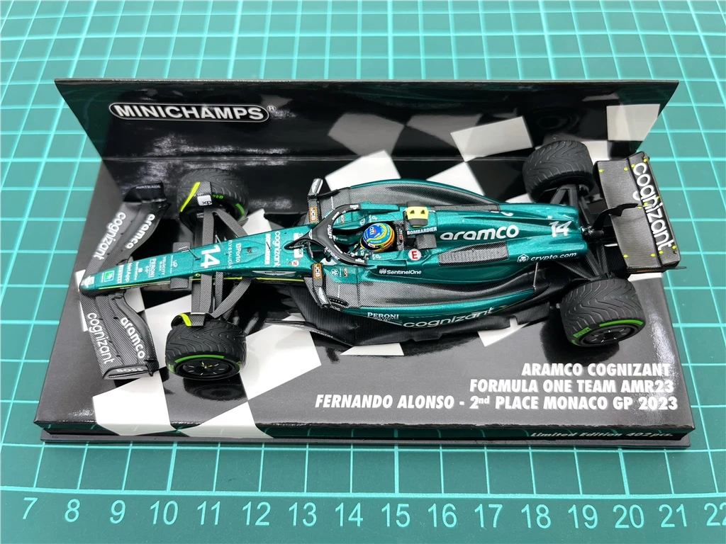 Minichamps 1:43 F1 AMR23 Alonso 2023 Monaco Simulation Limited Edition Resin Metal Static Car Model Toy Gift