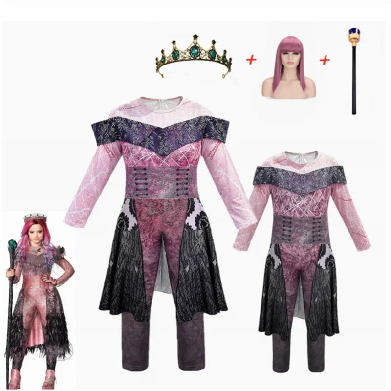 Disfraz de Cosplay de Mal Descendientes 3 para niñas, disfraces de Halloween para niños y mujeres, disfraz de fiesta de Reina Audrey Evie, disfraz de fantasía