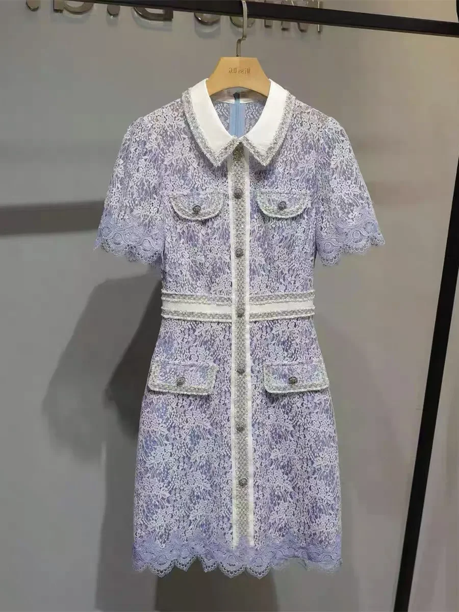 Женское кружевное платье на молнии, короткое платье с цветочным кружевом и оборками, в Корейском стиле