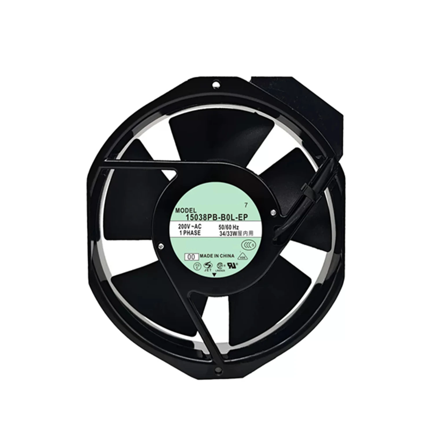 

Вентилятор охлаждения 15038PB-B0L-EP, переменный ток 200В, 0.21А, 34Вт, 17 см, 17238, 172*150*38 мм, 2-контактный разъем, клеммы