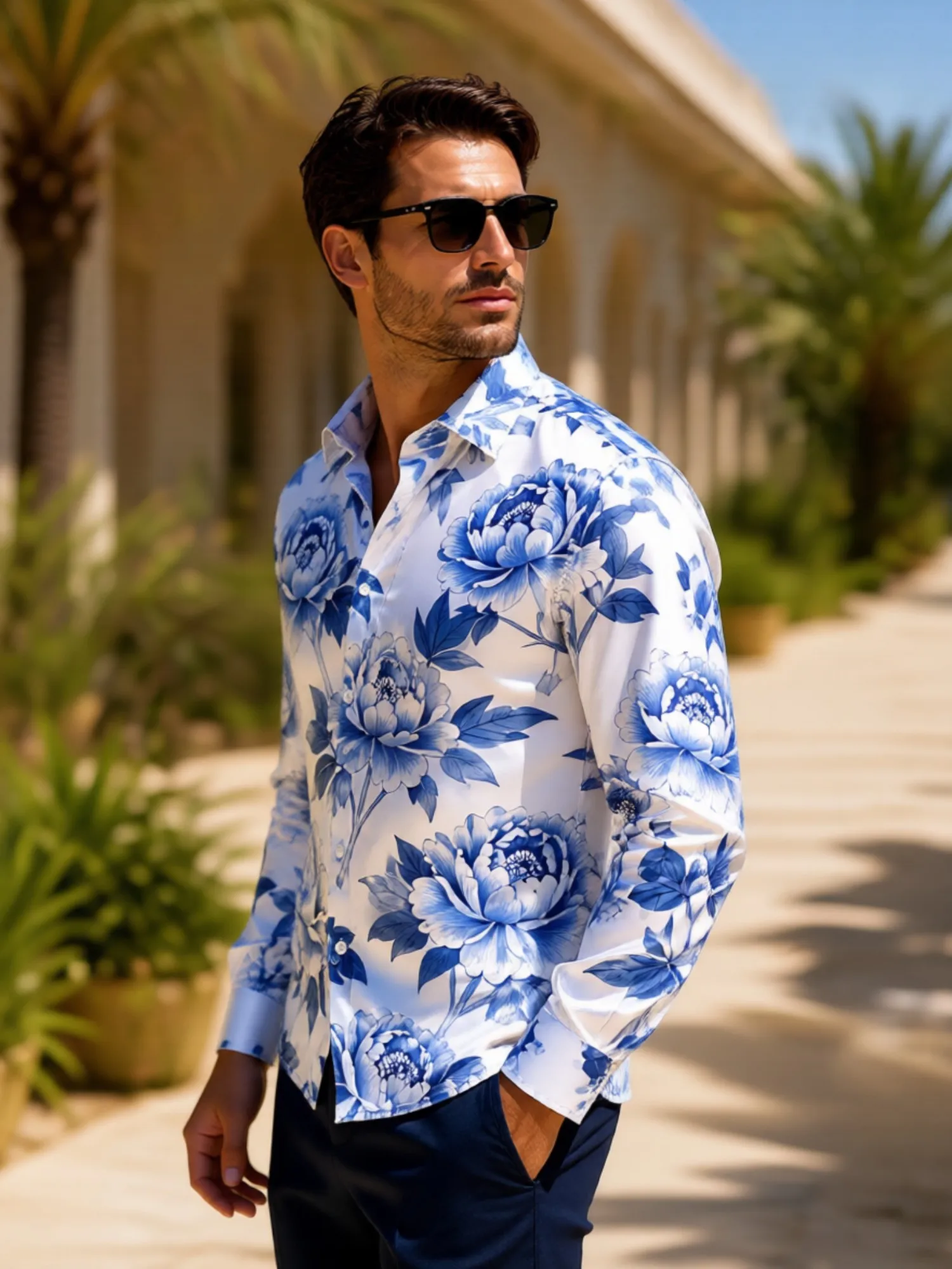 Mens Satin Long Sleeve Button Down Printed Dress Shirt Refined Glossy Fabric Smart For Work Office Commute Business Everyday Wea