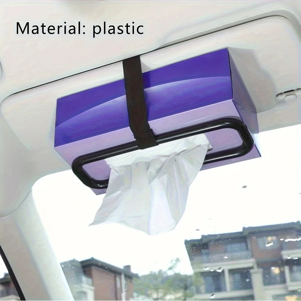 Car Sun Visor Tissue Holder Car Seat Back Napkin Box Car Creative Interior Hanging Tissue Box Holder Elastic Hanging Paper Cover