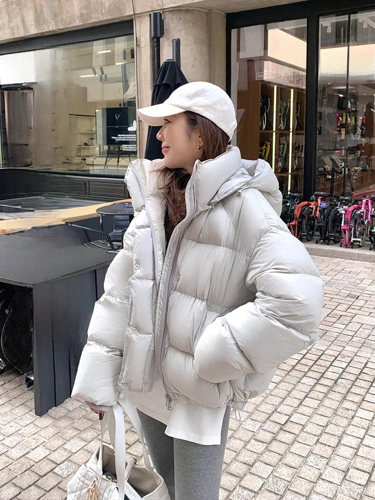 

Cheeseandkisses Winter High Loers 95 White Du down Thiened Tee-proof down Jaet Casual Loose Long Sve Zipper