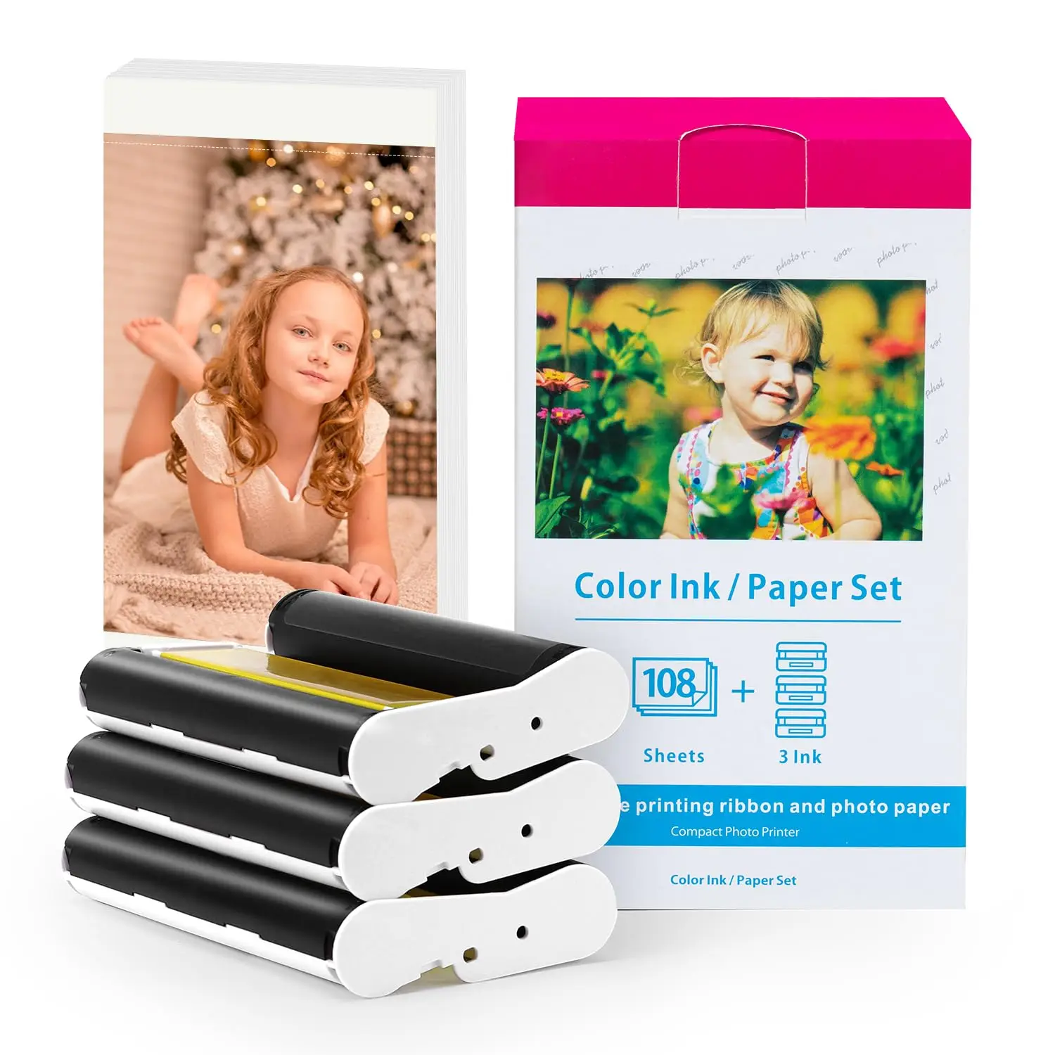 KP-108IN Photo Paper Compatible for Canon Selphy Ink and Paper Ink Cartridge & Photo Paper for Canon Selphy CP1300 CP1200 CP900