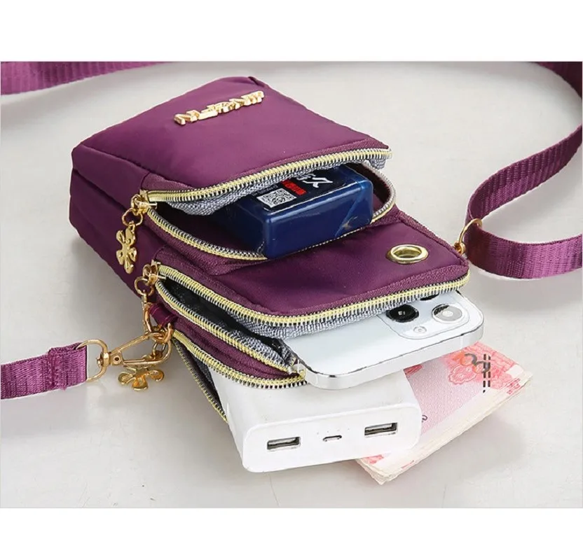 Bolso cruzado con globos para teléfono móvil para mujer, bolso de hombro de moda para mujer, bolsa para teléfono celular con enchufe para auriculares, billetera de 3 capas