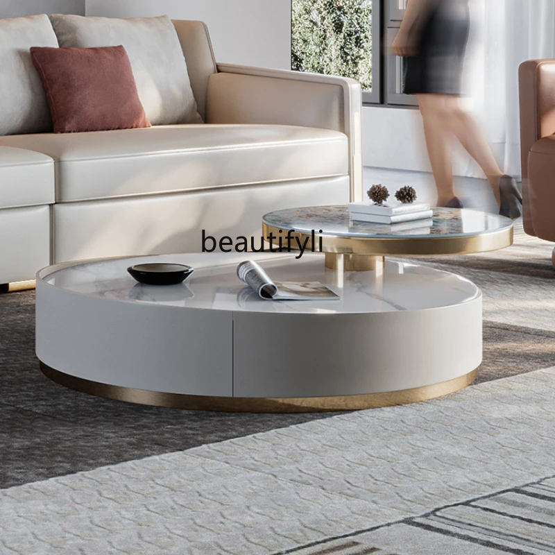 

CXH Stone Plate round Tea Table Size round Combination Coffee Table Designer Furniture High-End