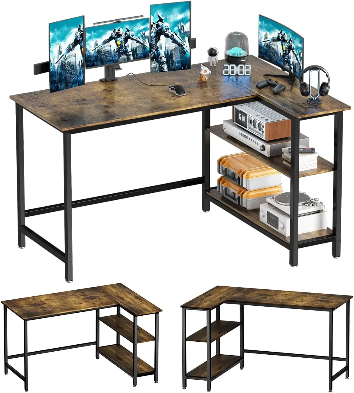 

Desk - 39" Home Office Computer Desk with Shelf, Gaming Desk Corner Table for Work, Writing and Study, Space-Saving, Ru