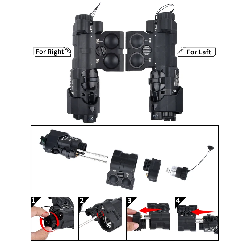 WADSN Tactics PEQ nuevo MAWL-C1 actualizado Airsoft Nylon plástico CNC LED puntería MAWL punto rojo verde azul armas de caza luces IR Las