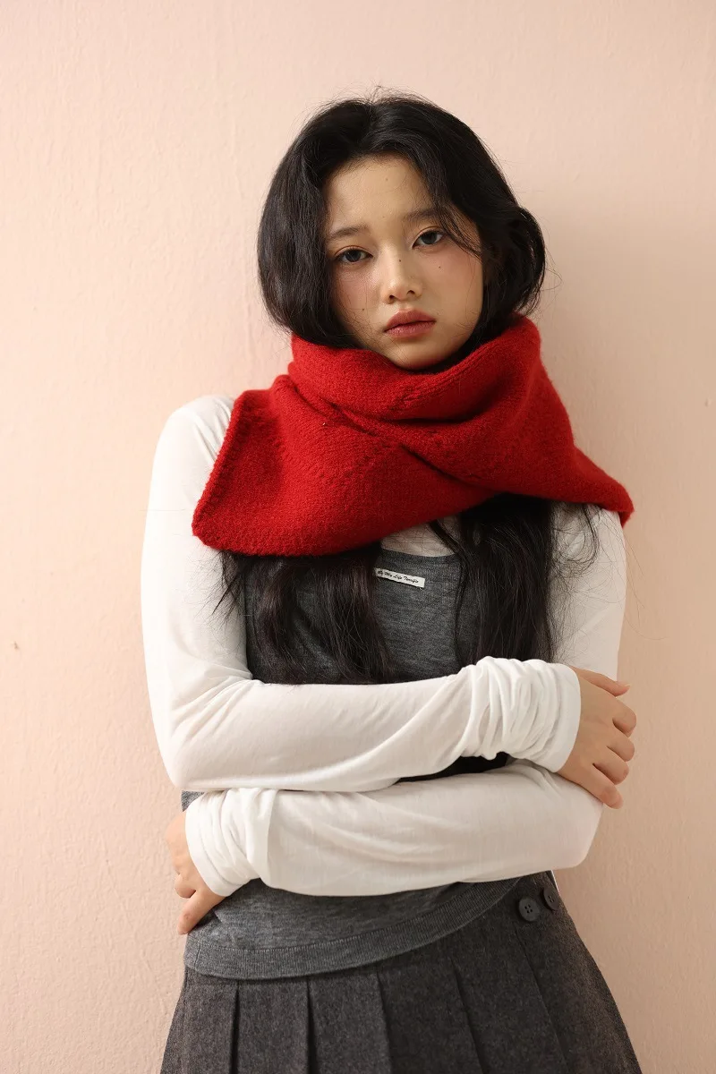 

Зимний теплый вязаный шарф 28*144 см, женские шарфы, однотонный ромбовидный дизайн, утолщенная шаль, хиджаб, мягкий кашемир, пашмина