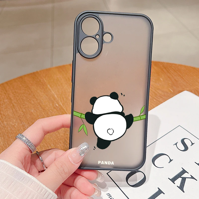 Climbing Panda Pattern Phone Case For iPhone 17 16 15 14 13 12 Pro Max 17 Pro 16e Air 11 Matte Shockproof Soft Edge Hard Cover