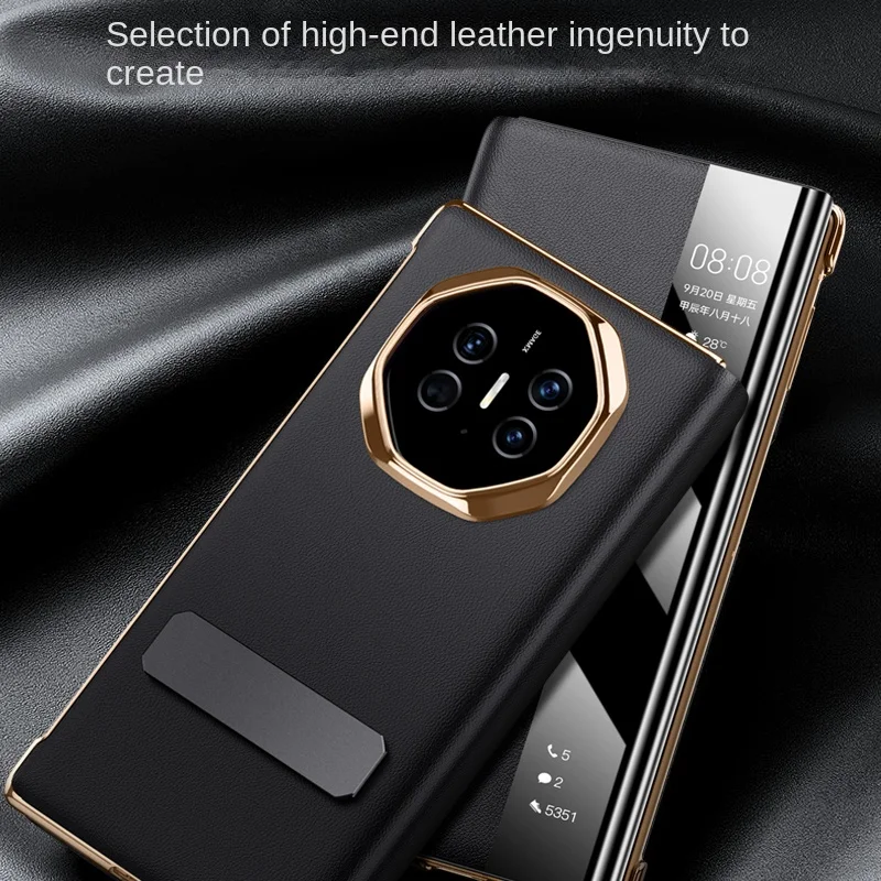 Etui skórzane Huawei Mate XT Metal Lens All-Inclusive Stand Foldable Smart Plating Frame Anti-Drop and Anti-Fingerprint — zdjęcie produktu 3
